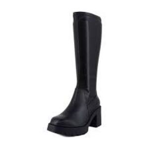 Madden Girl Women's Size 10 Tall Platform Boots Black Leather Chunky Knee High